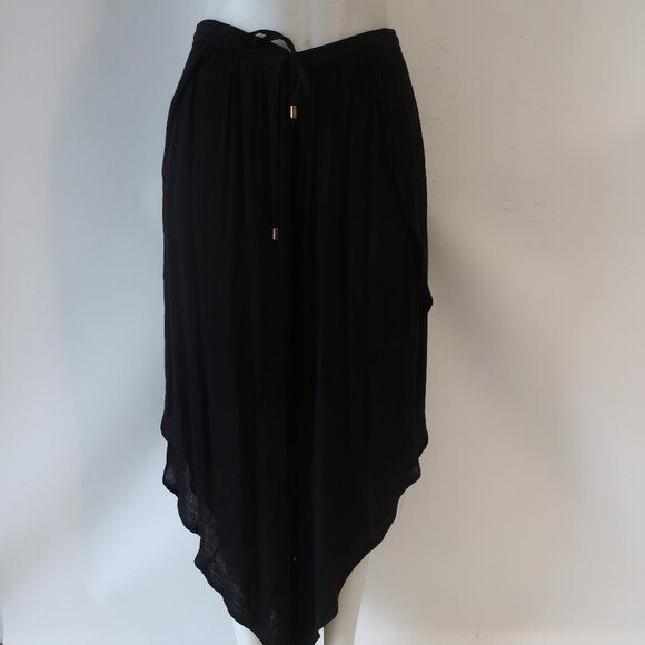 NWT Womens Bleu Rod Beattie Black Asymmetric Gauzy Ankle Cover-Up Beach Pants M - Picture 1 of 9